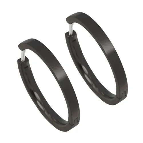 Medium Full Black Hoop Earrings